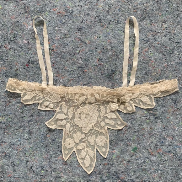 Antique 20s cream floral fairy dress piece - Picture 2 of 16